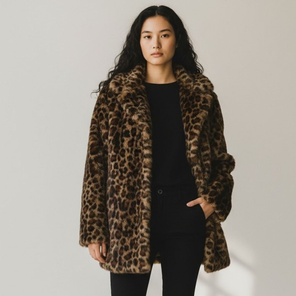 KRITZIA Vintage Leopard Print Furry Coat